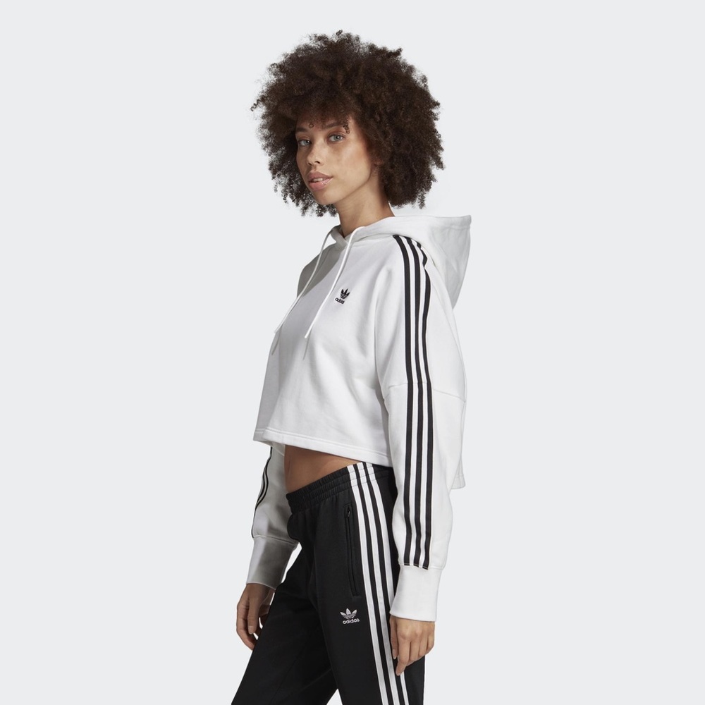 NWT ADIDAS ESSENTIALS 3-STRIPES CROPPED HOODIE - Picture 8 of 15